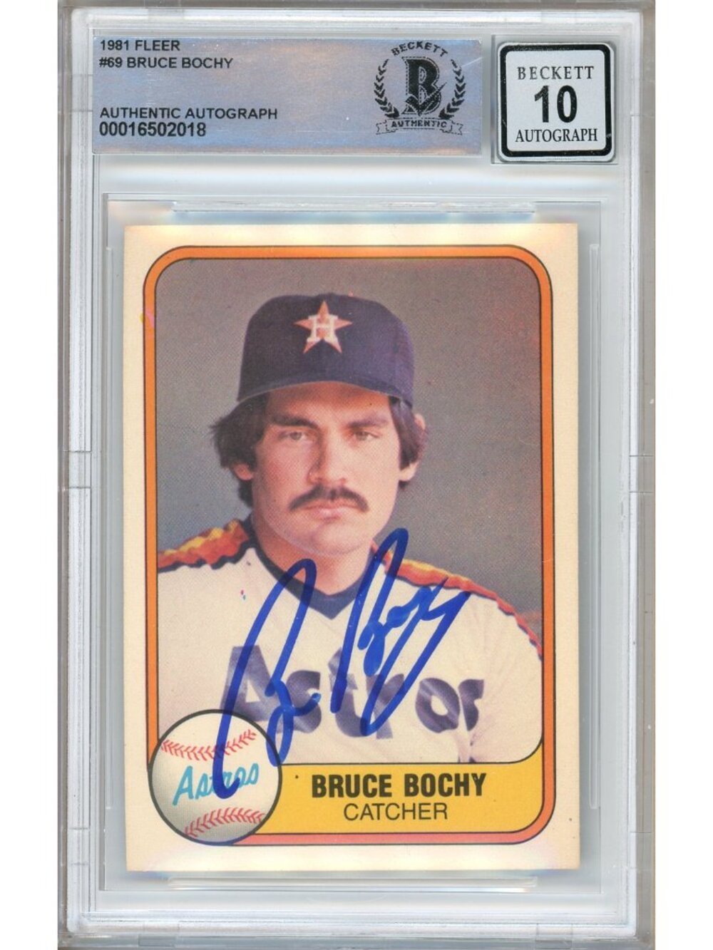 Bruce Bochy Signed 1981 Fleer #69 Houston Astros Beckett BAS BGS Auto 10 Slabbed